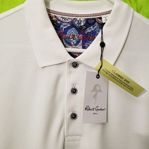 Robert Graham, Clyde, Mens, Shirts, Polos, Large, Short Sleeve, White